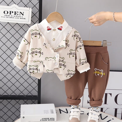 Men's Children's 3-Piece Bear Shirt Set