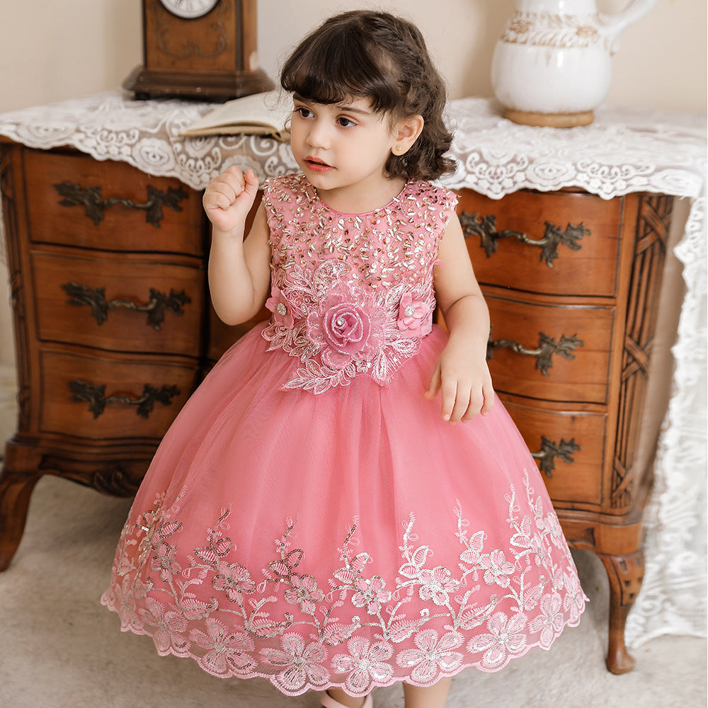 Bright Tulle and Flowers Children's Party Dress