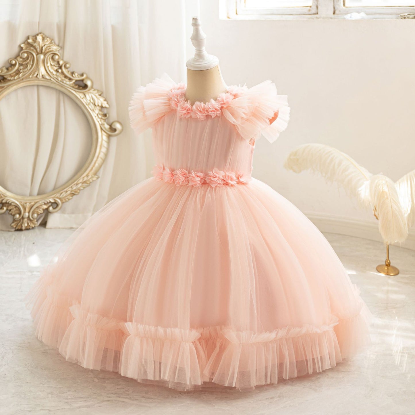 Children's Party Dress Tulle Flowers