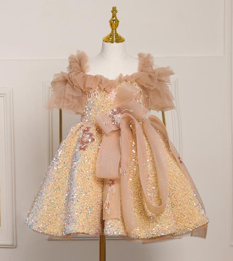 Children's Sequins and Flowers Party Dress