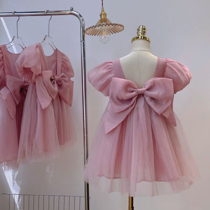 Children's Pink Tulle Lace Dress