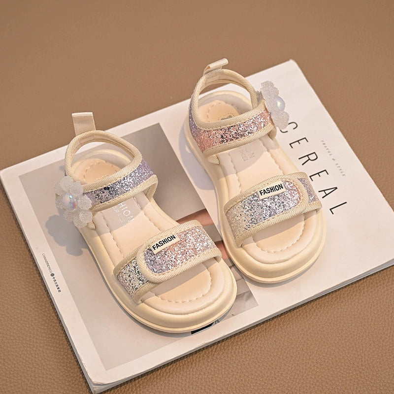 Shiny Flower Children's Sandals