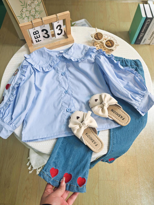 Girls' Infant Set Shirt + Jeans Hearts