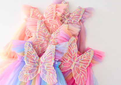 Children's Tulle Dress Colorful Wings