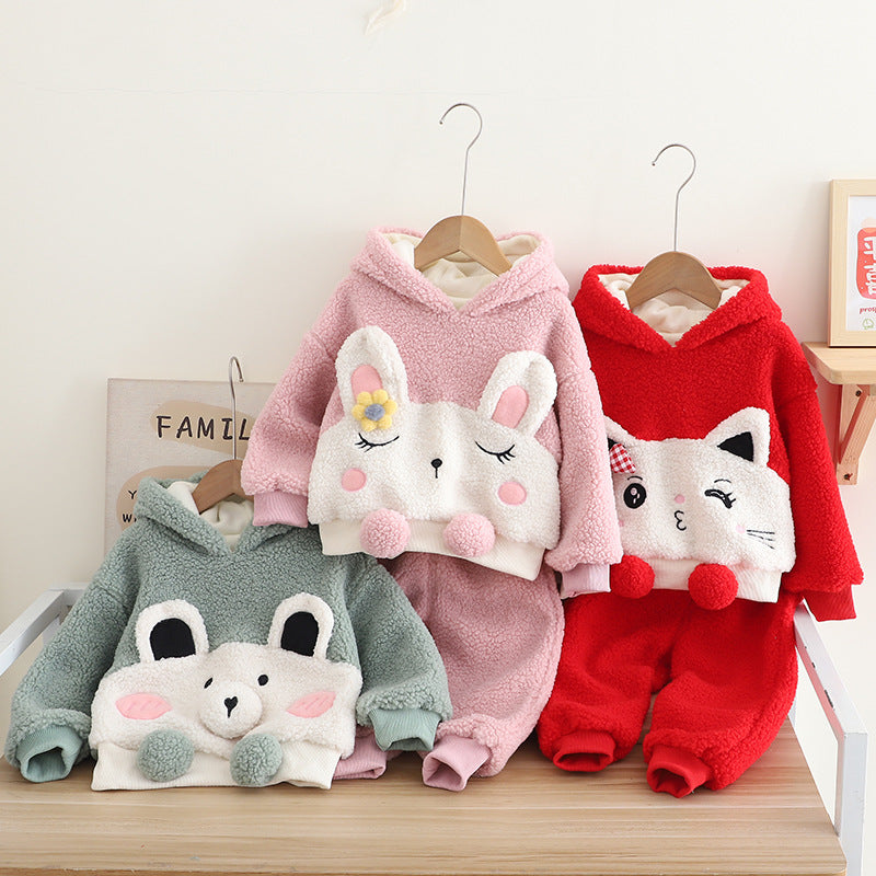 Women's Winter Thick Kitten Children's Set