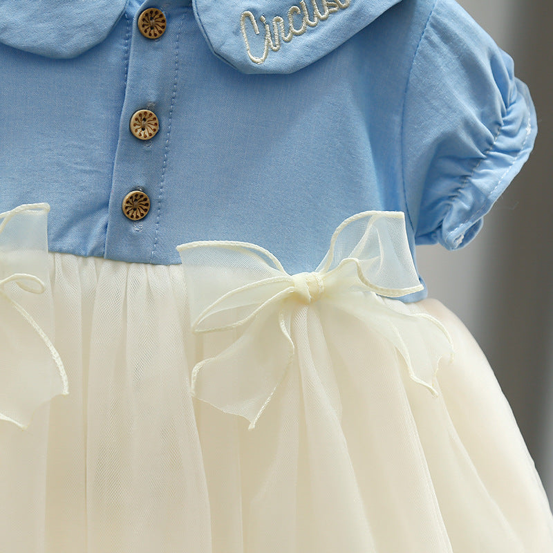 Children's Dress with Bow Collar