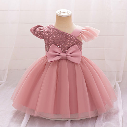 Children's Party Dress Rhinestone Bow