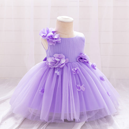 Purple Flowers Children's Party Dress