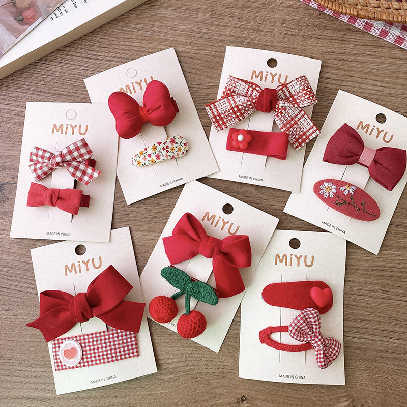 Red Bows Children's Clips