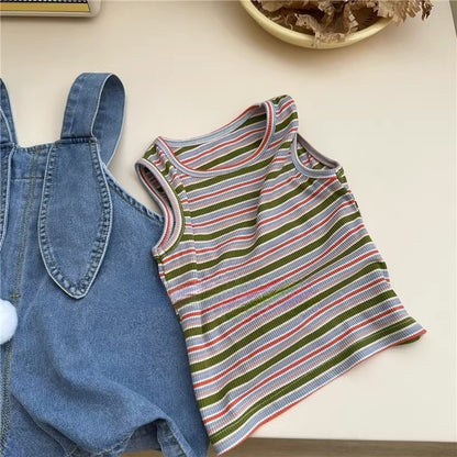 Infant Set Bunny and Stripes Overalls