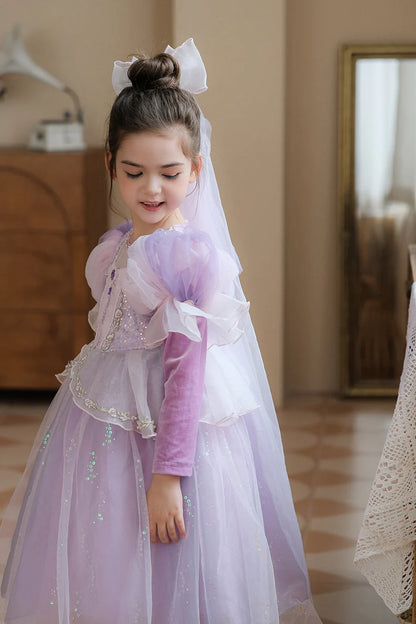 Princess Long Sleeve Shiny Children's Dress