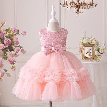 Tulle Children's Party Dress with Lanequin Bow