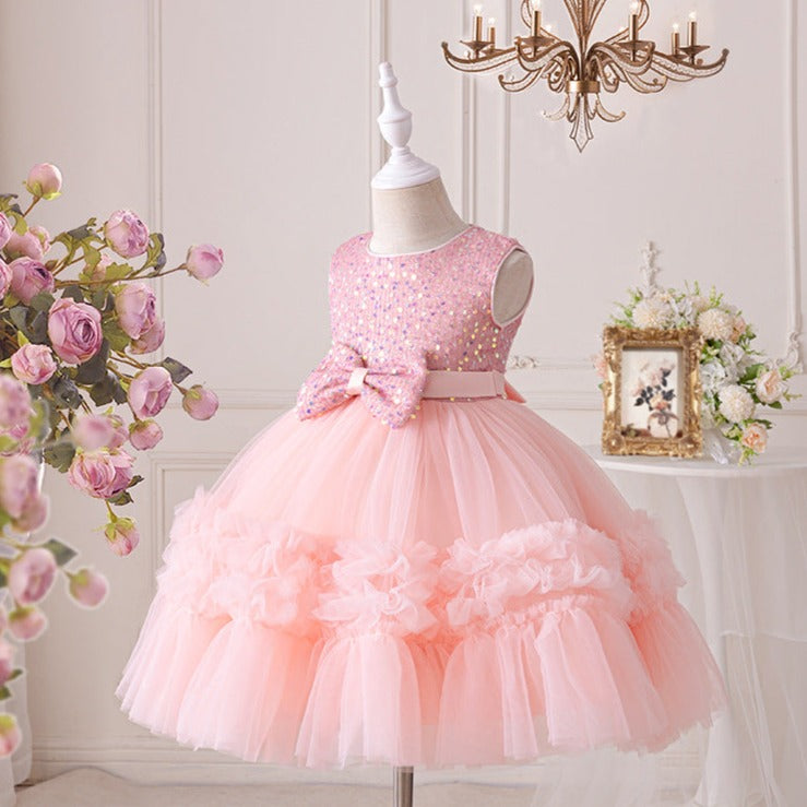 Tulle Children's Party Dress with Lanequin Bow