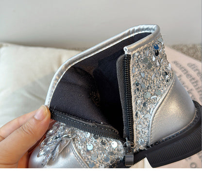 Girls' Infant Boot Shiny Bow