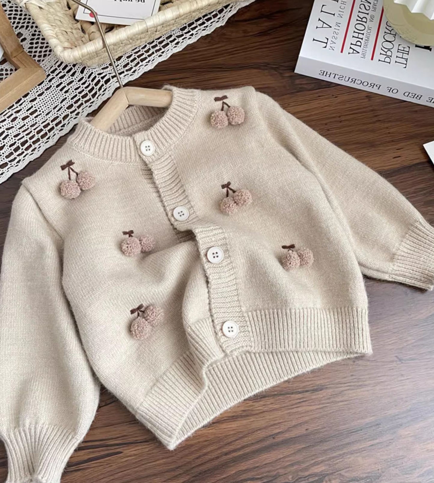 Children's Cardigan Knitting Cherries