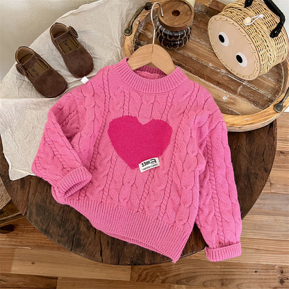 Children's Knitting Pink Heart