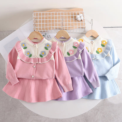 Women's Children's Knitting Collar Set Florzinhas