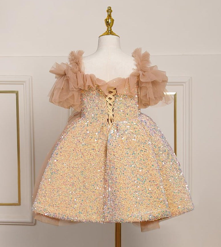 Children's Sequins and Flowers Party Dress