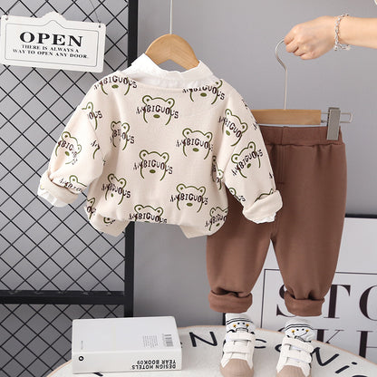 Men's Children's 3-Piece Bear Shirt Set