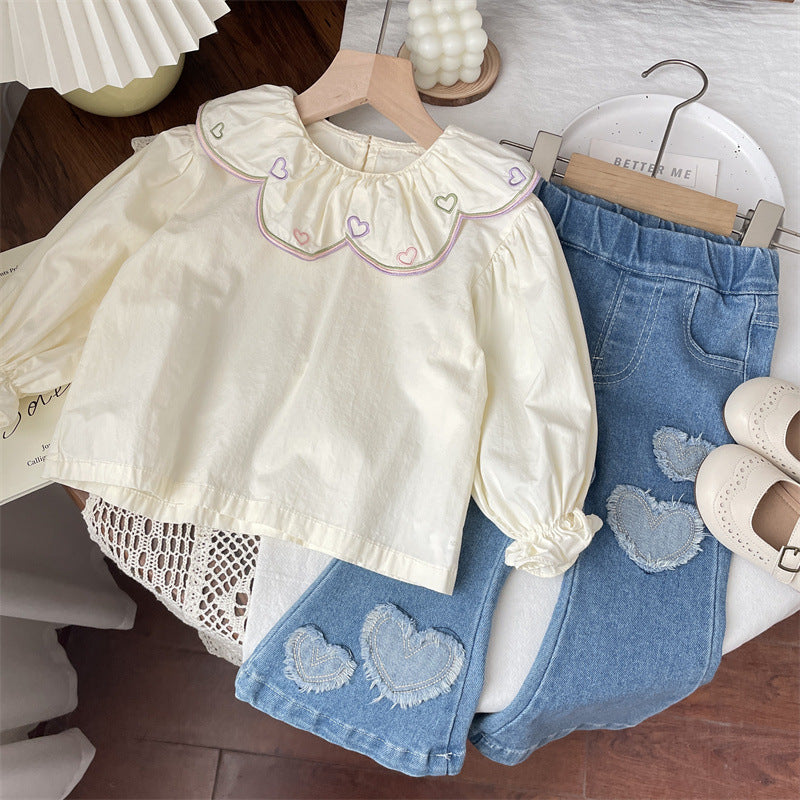 Girls' Children's Set Shirt + Pants Love