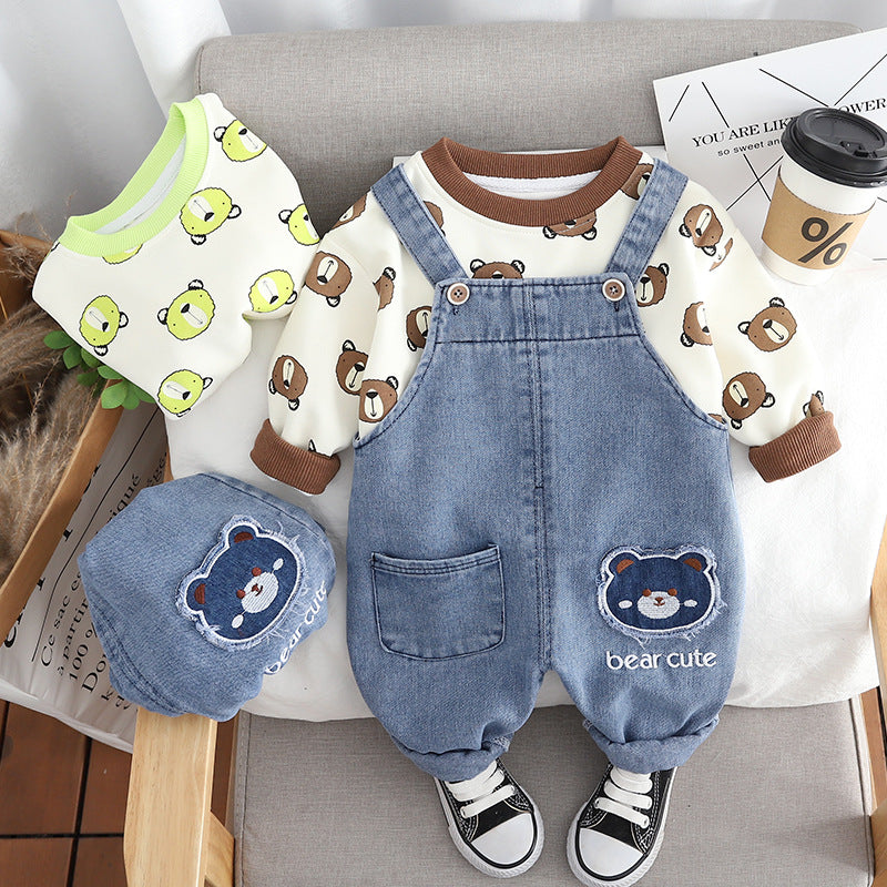 Children's Set Overalls + Teddy Bears Blouse