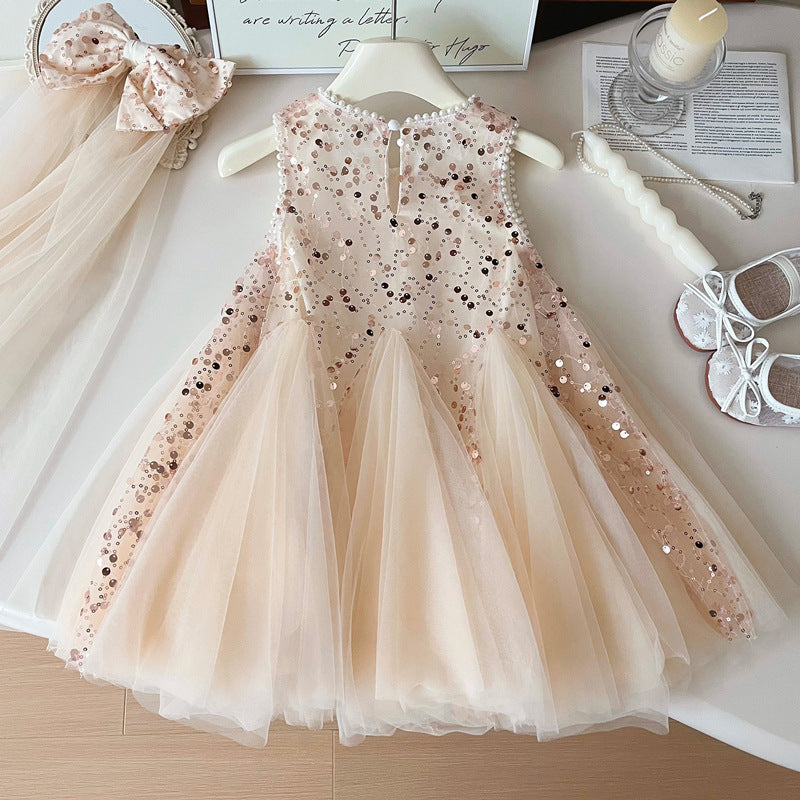 Children's Shiny Tulle Bow Dress