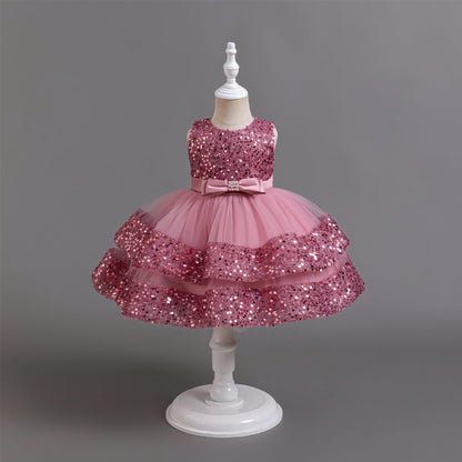 Shiny Bowknot Children's Party Dress