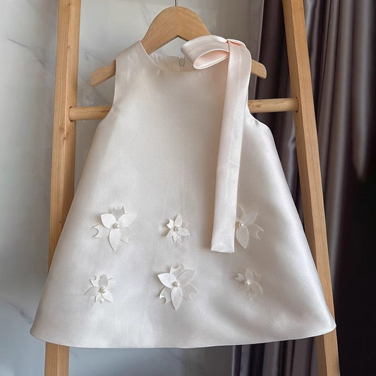 Children's Dress with Bow and Flowers