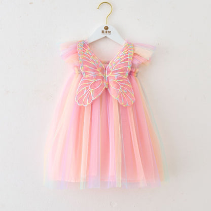 Children's Tulle Dress Colorful Wings