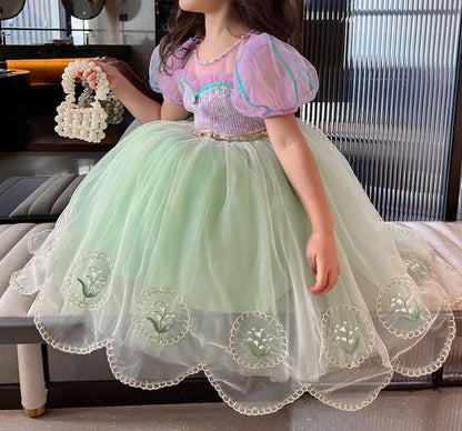 Shiny Tulle and Pearls Children's Party Dress