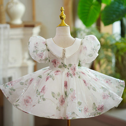 Children's Dress Floral Pearls Collar