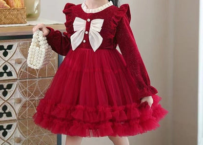 Children's Dress Tulle Ruffles and Bow