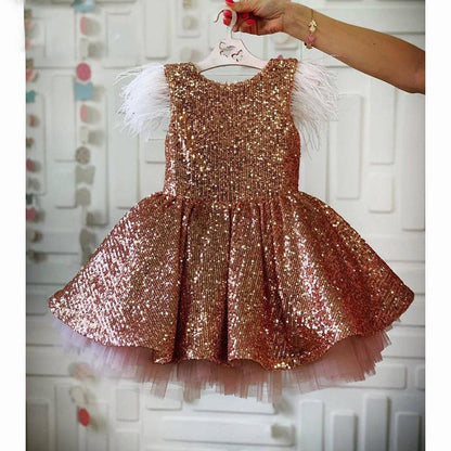 Sequins and Feathers Party Dress