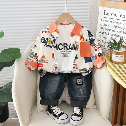 Men's Children's Set 3 Pieces Shirt and Jeans