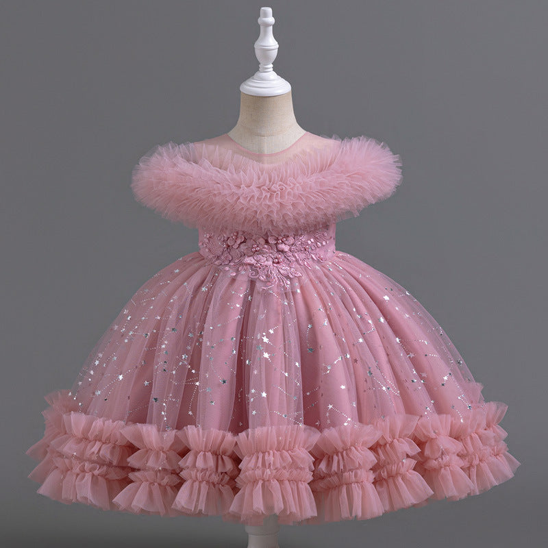 Tulle Little Stars and Flowers Children's Party Dress