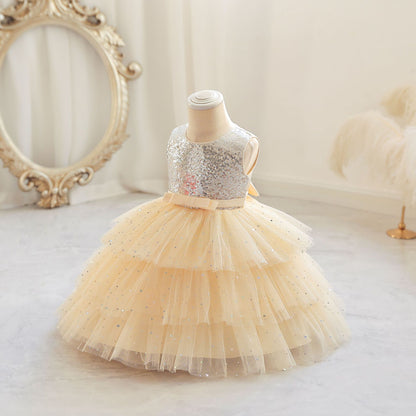 Shiny Tulle Tiered Party Dress