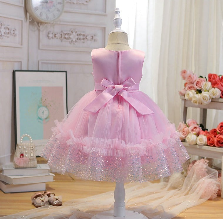 Children's Party Dress Shiny Tulle Lace