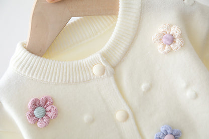 Cardigan Infantil Tricô Florzinhas