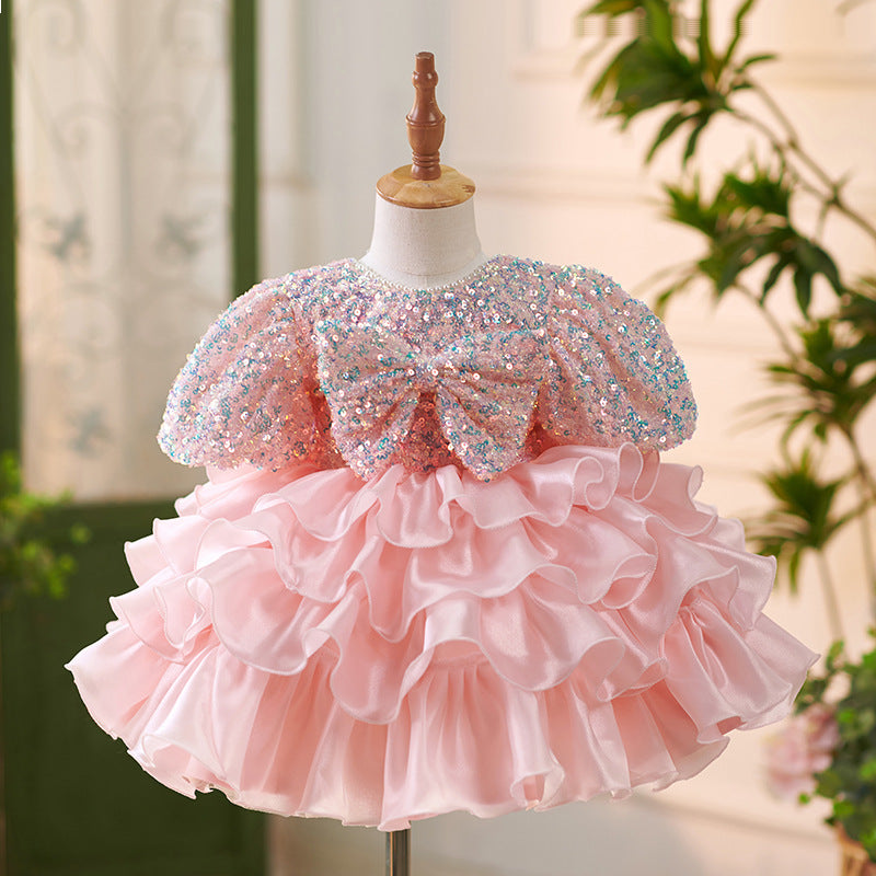 Children's Bright Pink Layered Dress