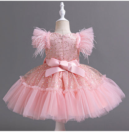 Shiny Bowknot Children's Party Dress