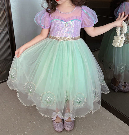 Shiny Tulle and Pearls Children's Party Dress