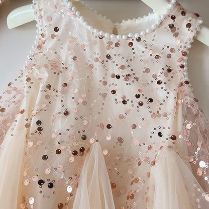 Children's Shiny Tulle Bow Dress