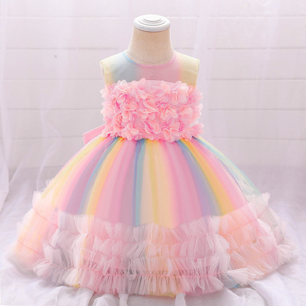 Children's Tulle Colors Floral Dress