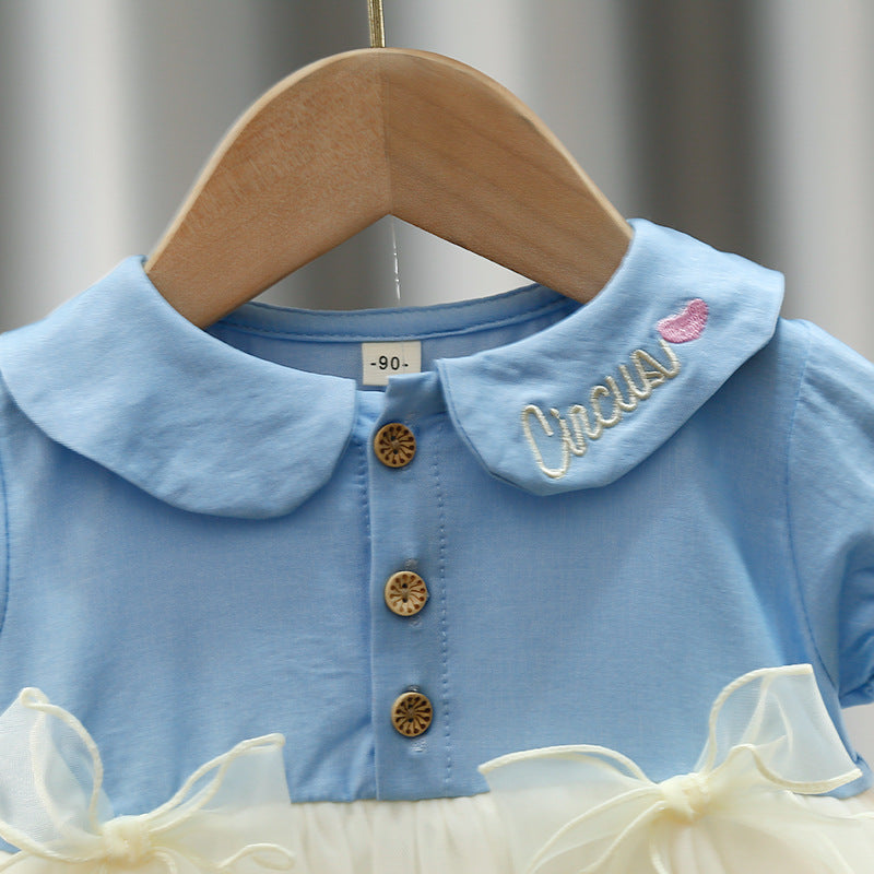 Children's Dress with Bow Collar