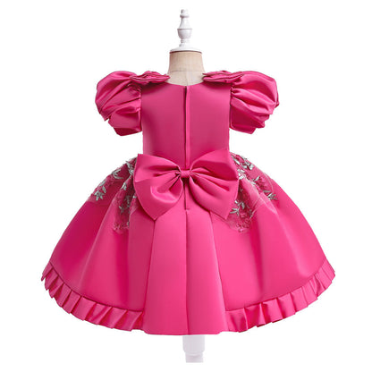 Children's Flower and Bow Party Dress