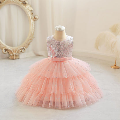 Shiny Tulle Tiered Party Dress