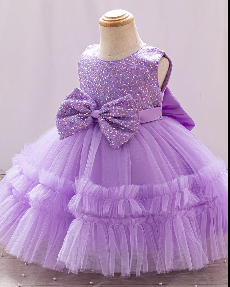 Children's Party Dress Tulle and Shiny Bow