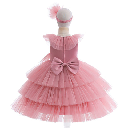 Children's Tulle Layered Bow Dress