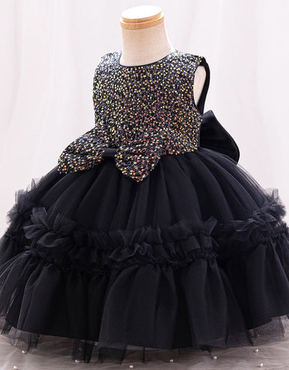 Children's Party Dress Tulle and Shiny Bow