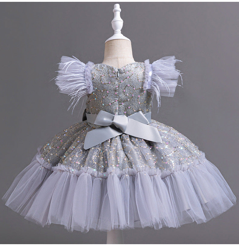 Shiny Bowknot Children's Party Dress